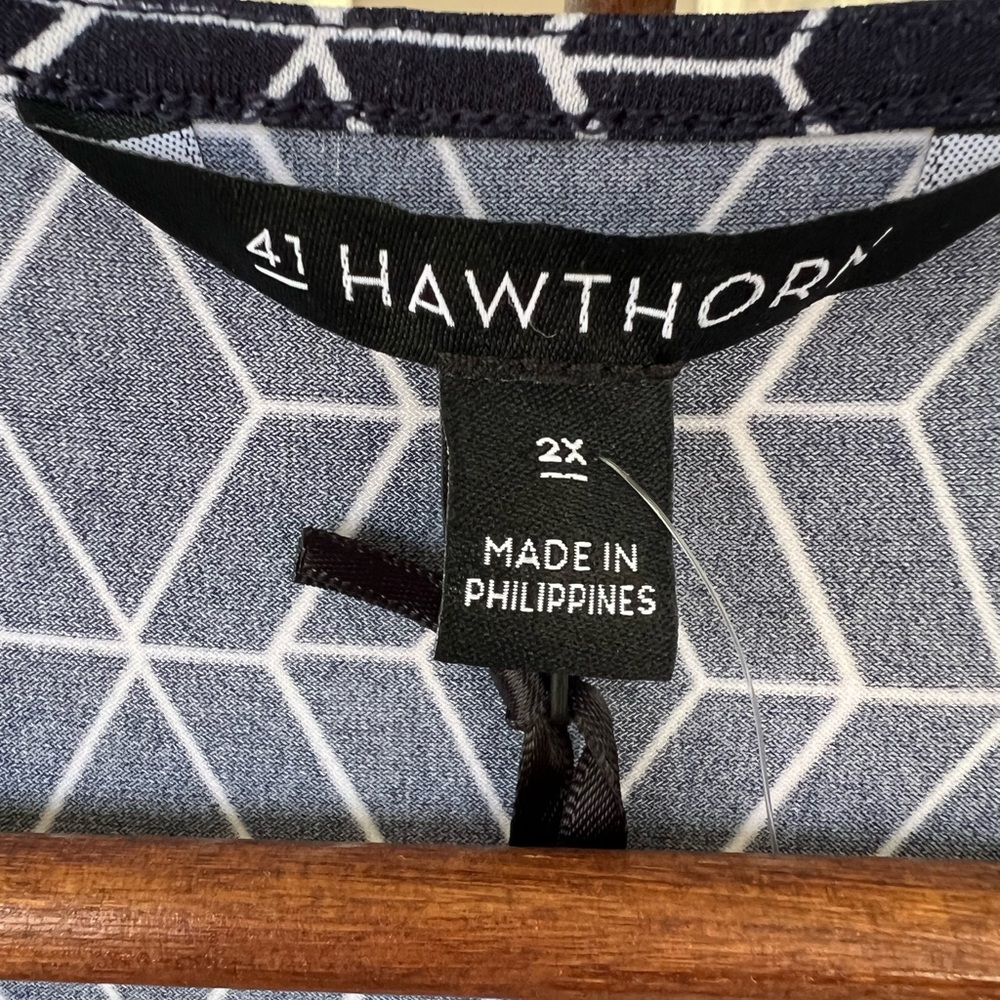 NWT 41 Hawthorne Kaitlyn Surplice Faux Wrap Dress Navy Stitch Fix Plus Size 2X - Picture 2 of 7
